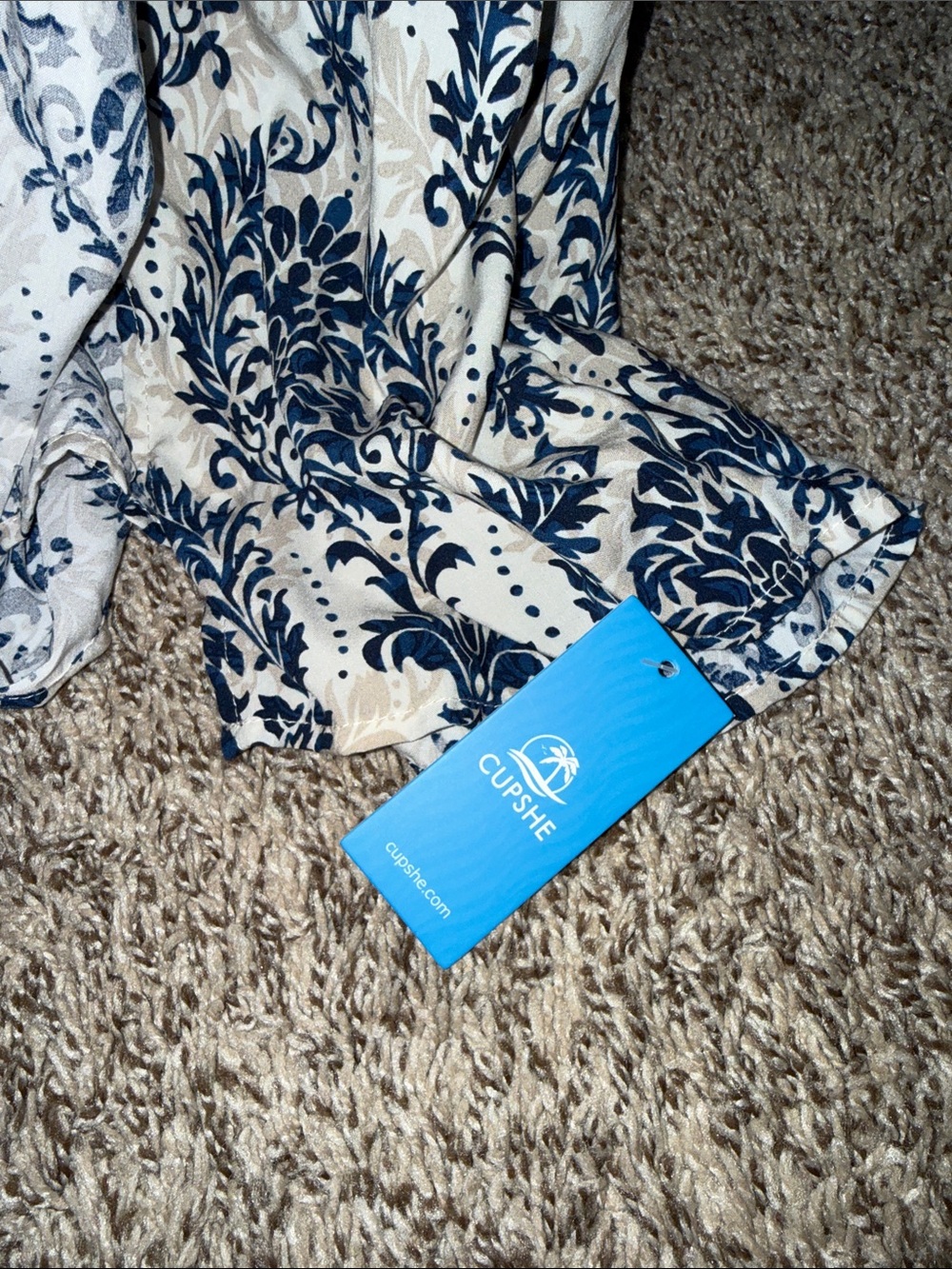 NWT CupShe Women's Blue & White Printed Wrap Cover-Up Dress - Picture 7 of 7